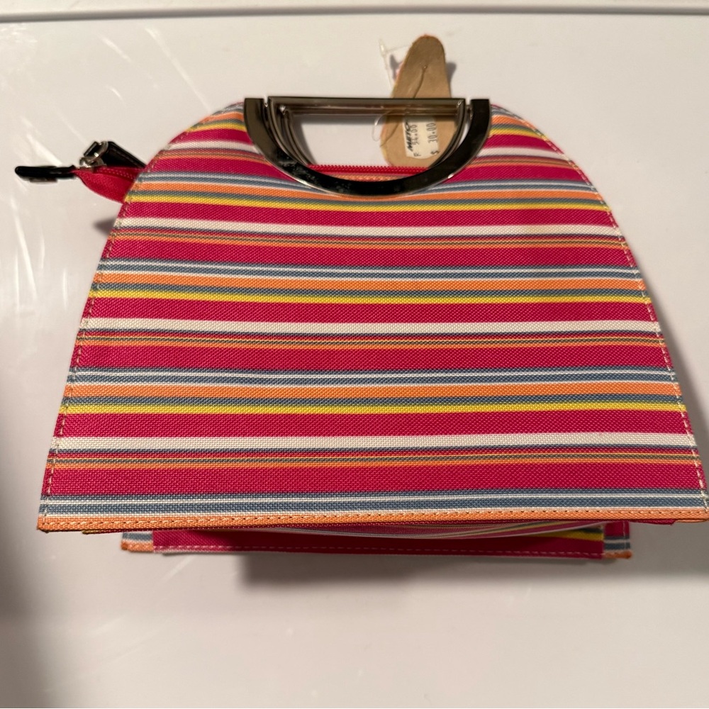 Striped Pink Multi-Color Top-Handle Women’s Bag